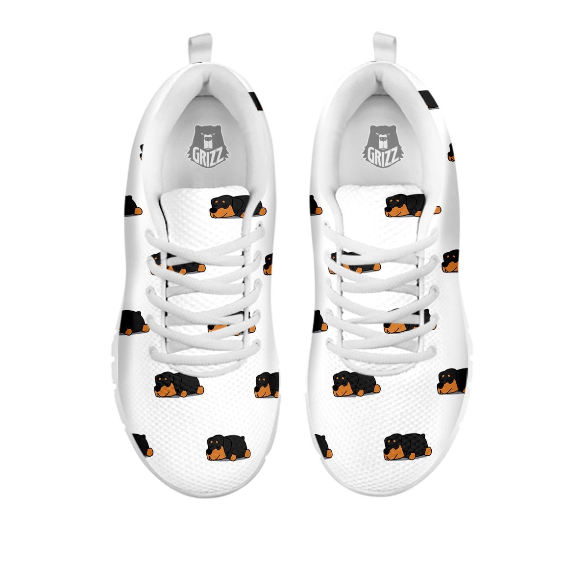 Rottweiler Sleeping Print Pattern White Sneaker-grizzshop
