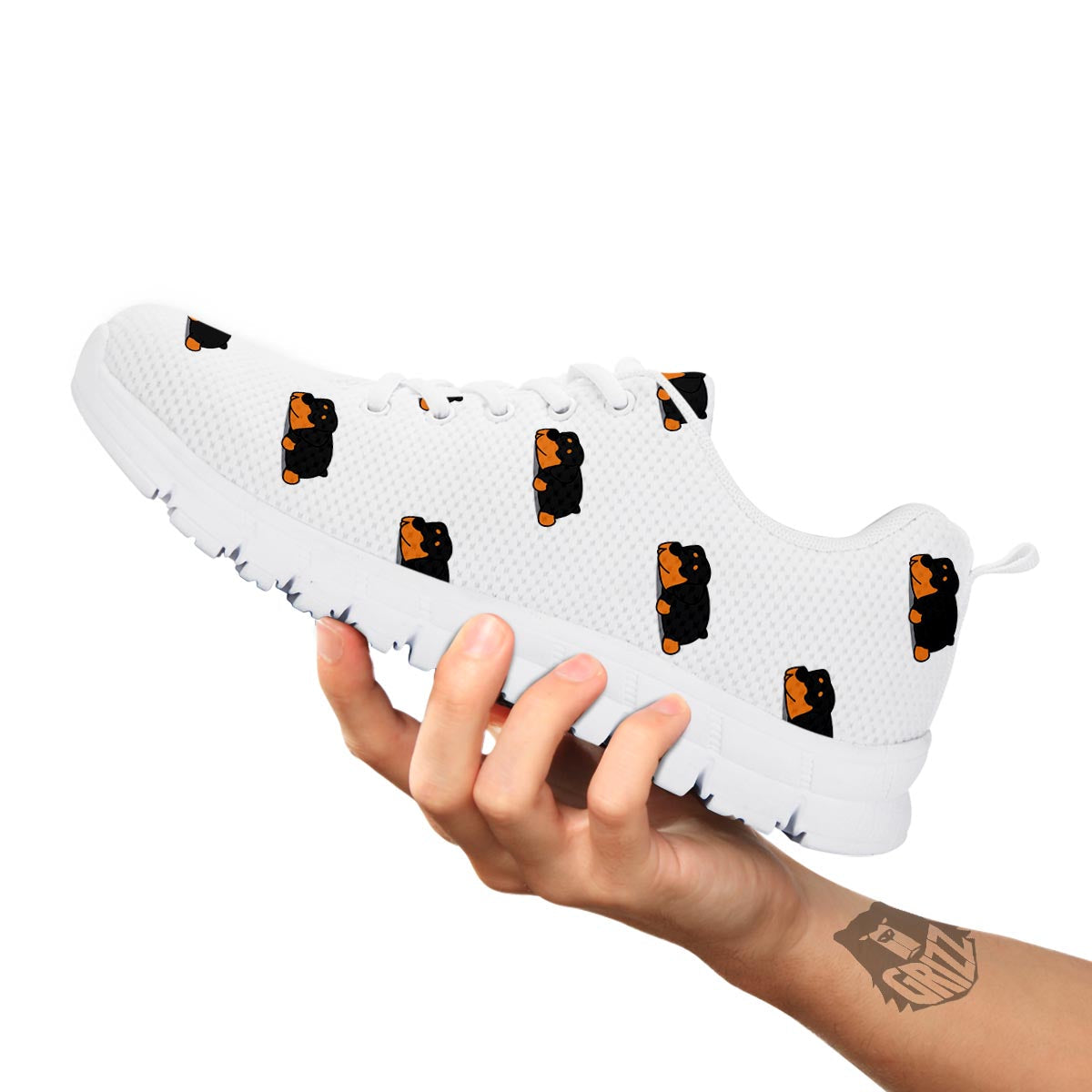 Rottweiler Sleeping Print Pattern White Sneaker-grizzshop