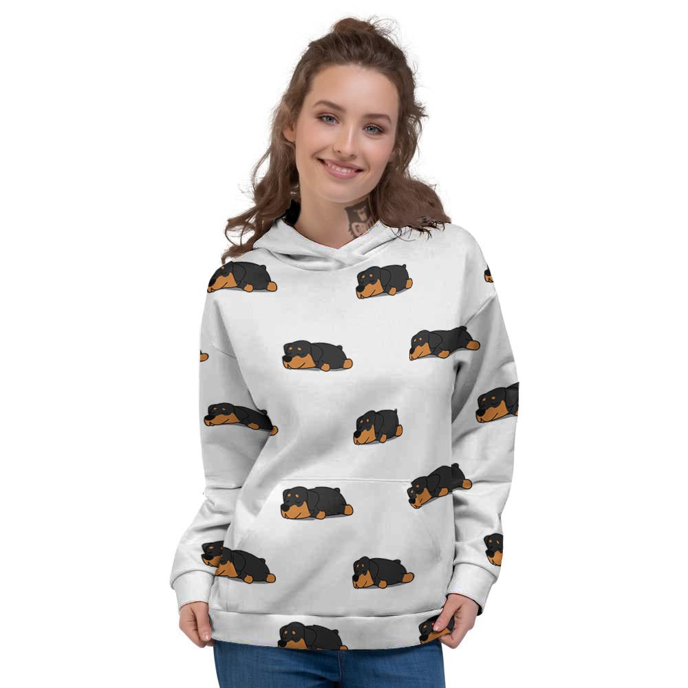 Rottweiler Sleeping Print Pattern Women's Hoodie-grizzshop