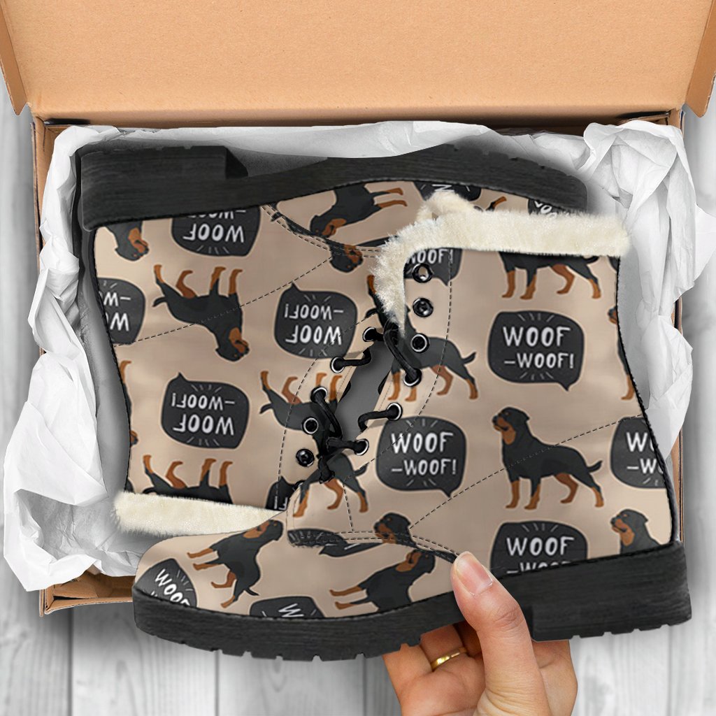 Rottweiler Dog Pattern Print Comfy Winter Boots-grizzshop