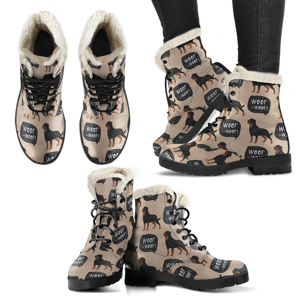 Rottweiler Dog Pattern Print Comfy Winter Boots-grizzshop