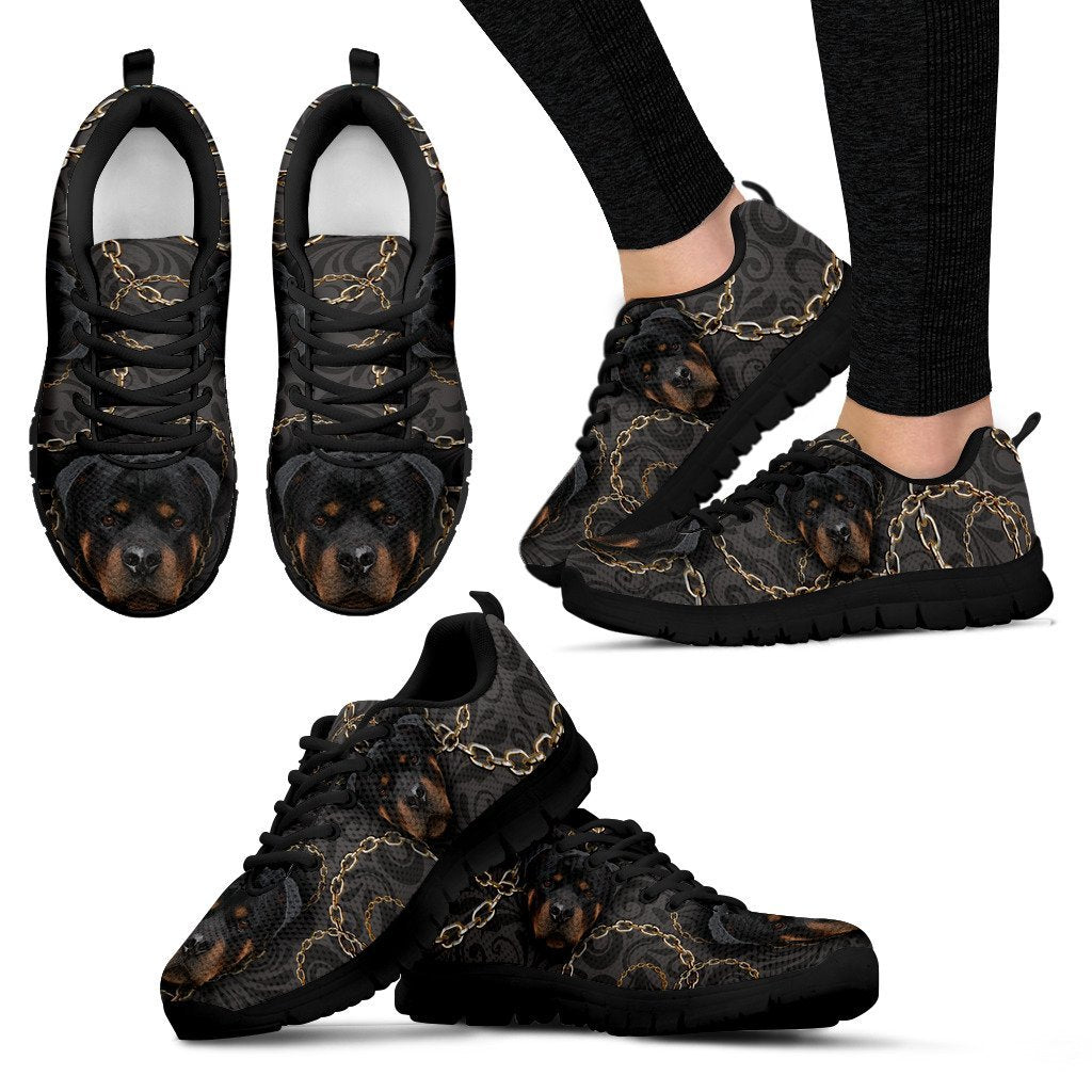 Rottweilers Chain Black Sneakers for Women and Men-grizzshop