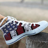 Rough American Flag Print White High Top Shoes-grizzshop