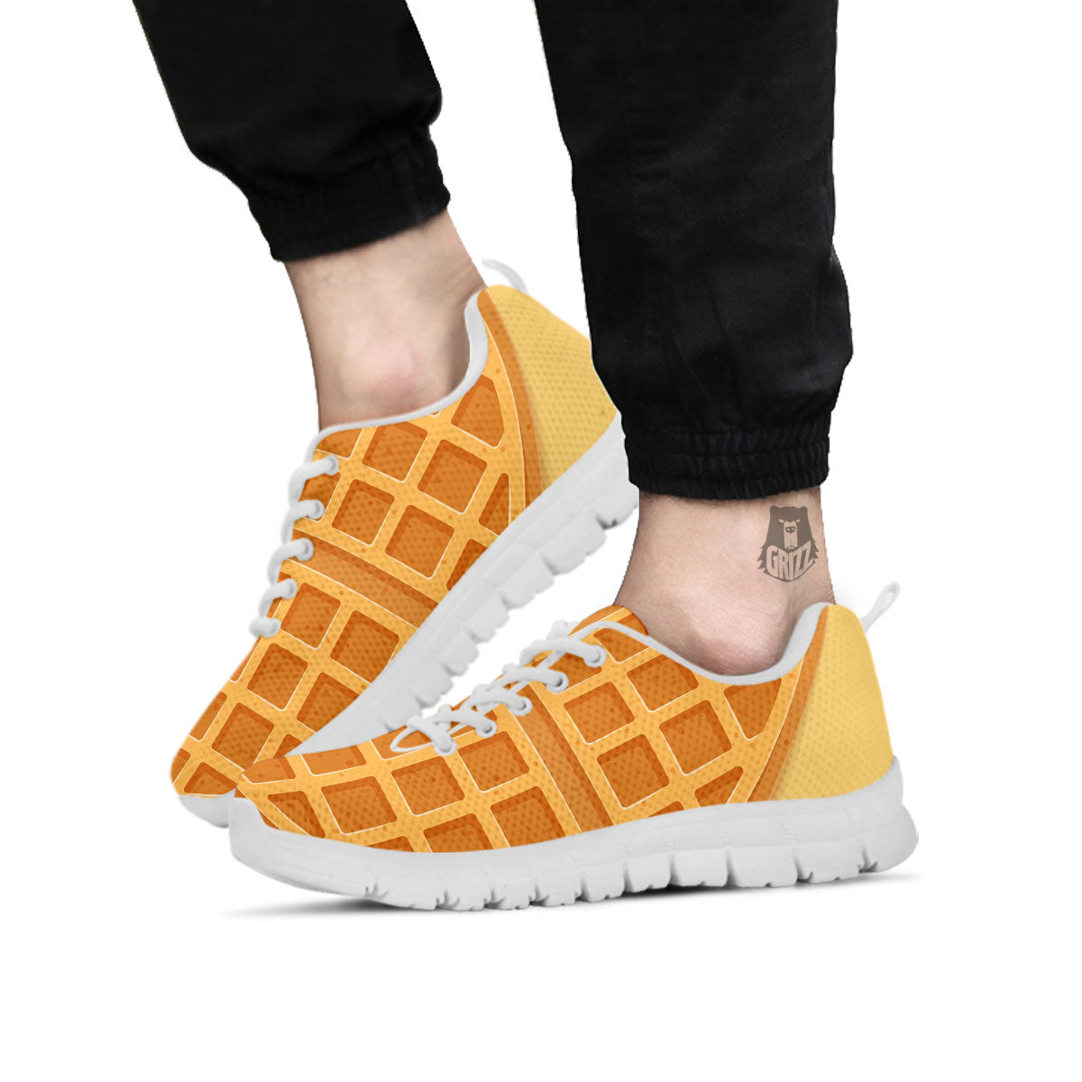Round Waffle Print White Sneaker-grizzshop