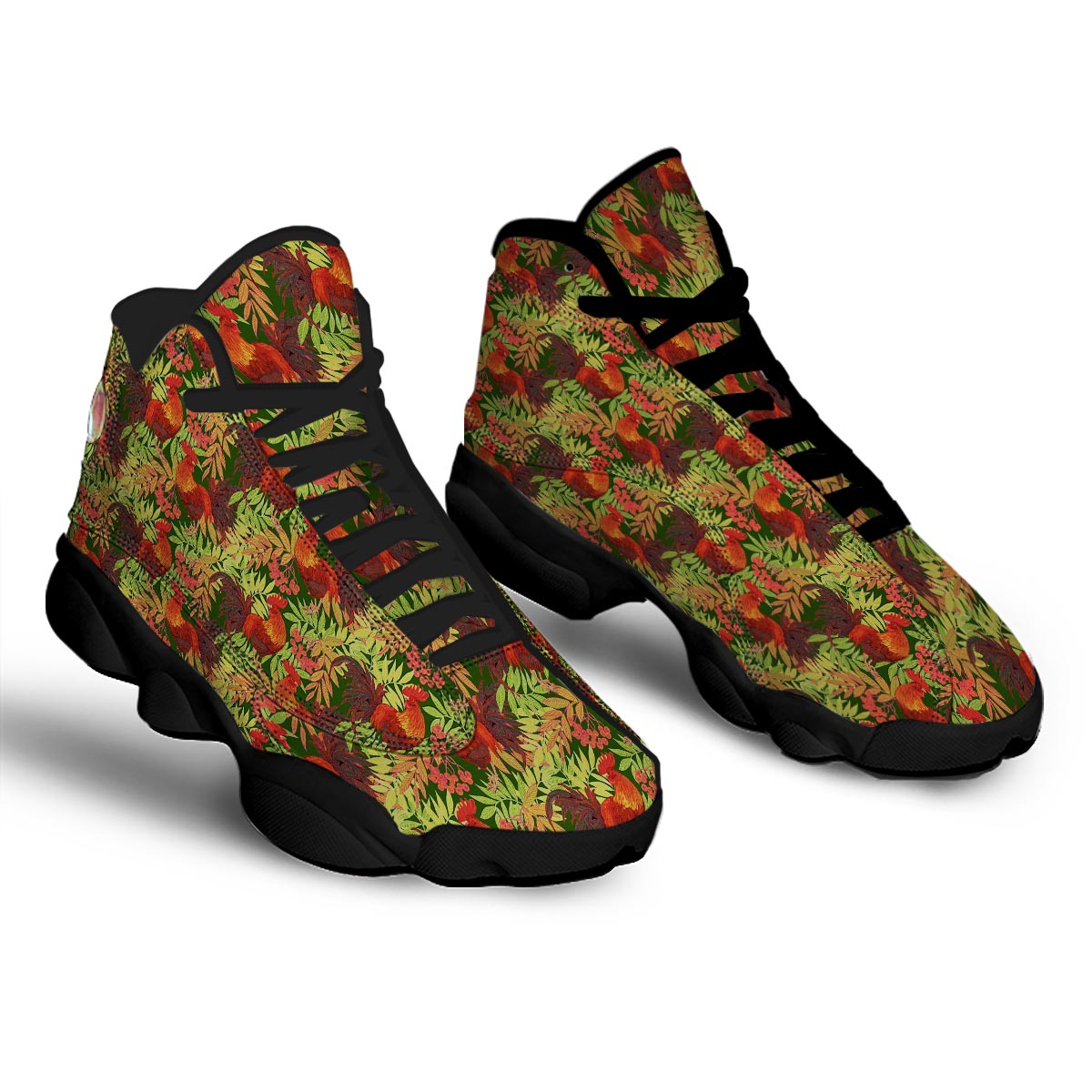 Rowan And Rooster Print Pattern Black Basketball Shoes-grizzshop