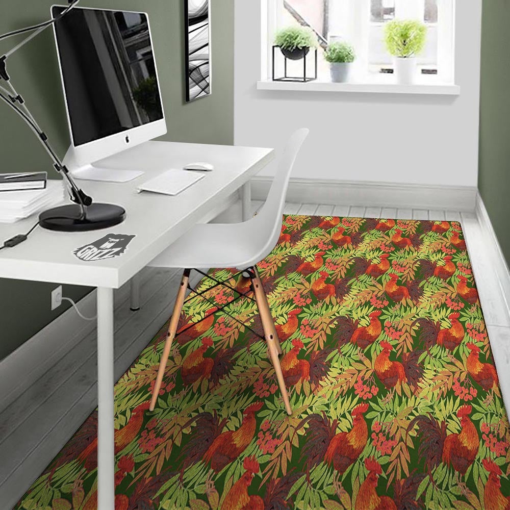 Rowan And Rooster Print Pattern Floor Mat-grizzshop