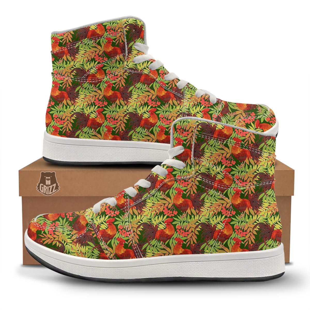 Rowan And Rooster Print Pattern High Top Sneakers-grizzshop
