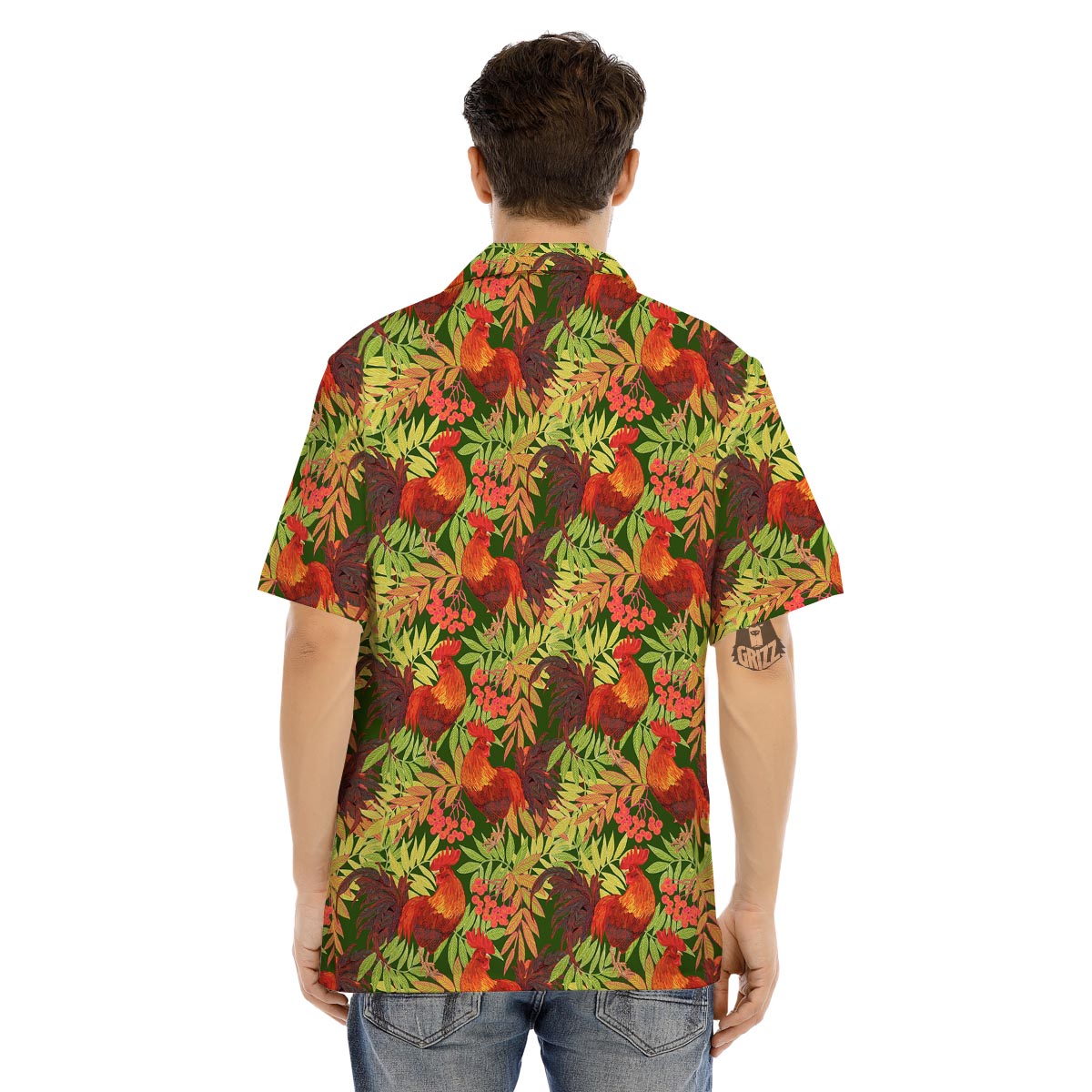 Rowan And Rooster Print Pattern Men's Hawaiian Shirt-grizzshop