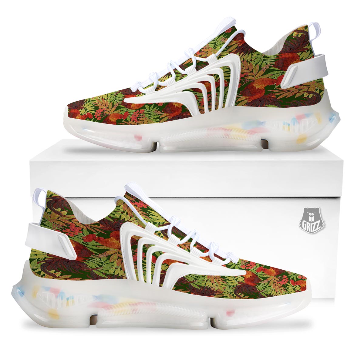 Rowan And Rooster Print Pattern White Gym Shoes-grizzshop