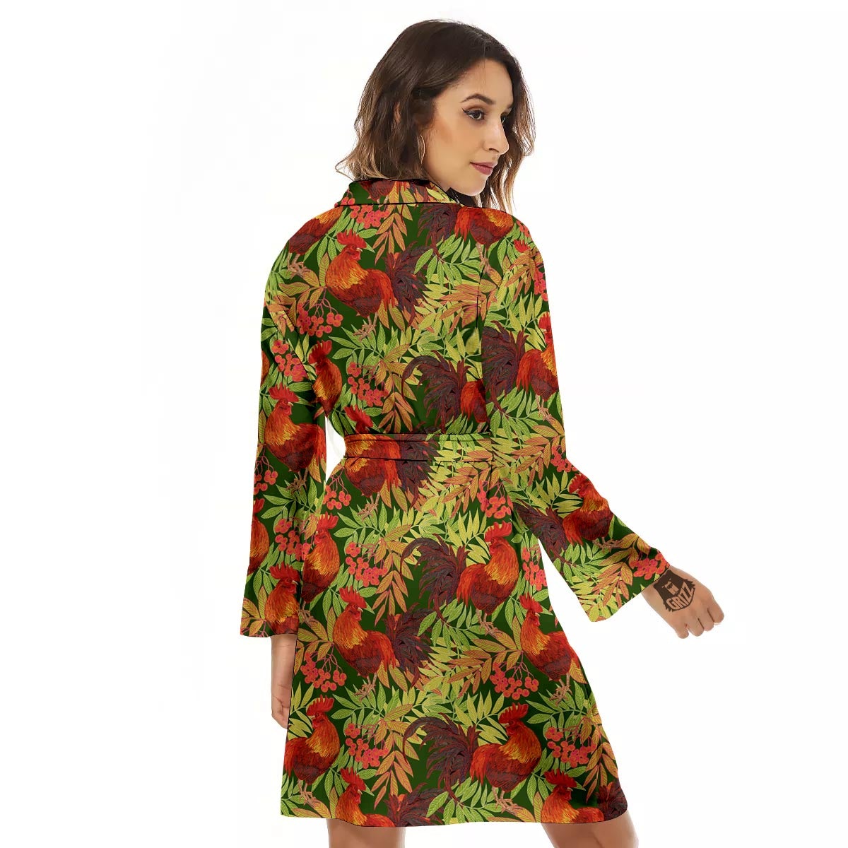 Rowan And Rooster Print Pattern Women's Robe-grizzshop