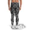 Royal Damask White And Black Print Pattern Men's Leggings-grizzshop