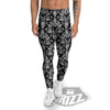 Royal Damask White And Black Print Pattern Men's Leggings-grizzshop