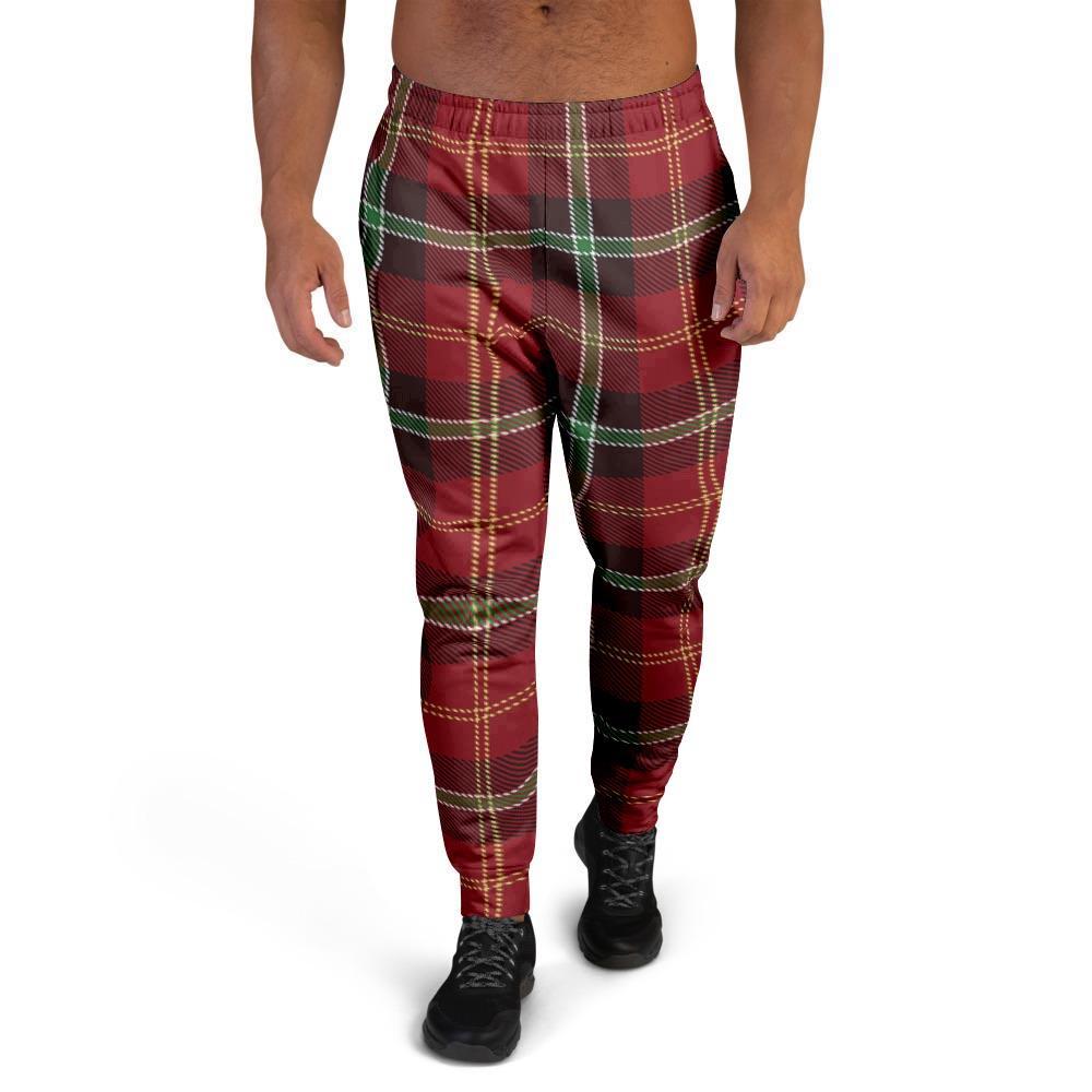 Royal Stewart Red Plaid Tartan Men's Joggers-grizzshop