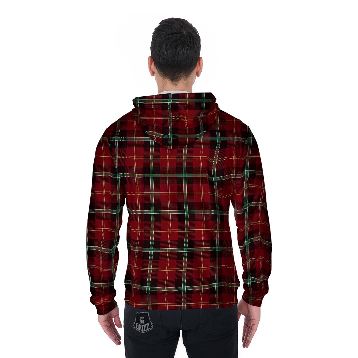 Royal Stewart Red Plaid Tartan Men's Zip Up Hoodie-grizzshop