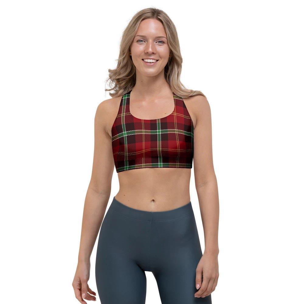 Royal Stewart Red Plaid Tartan Sports Bra-grizzshop