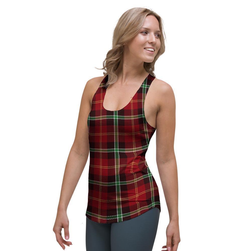 Royal Stewart Red Plaid Tartan Women's Racerback Tank Top-grizzshop