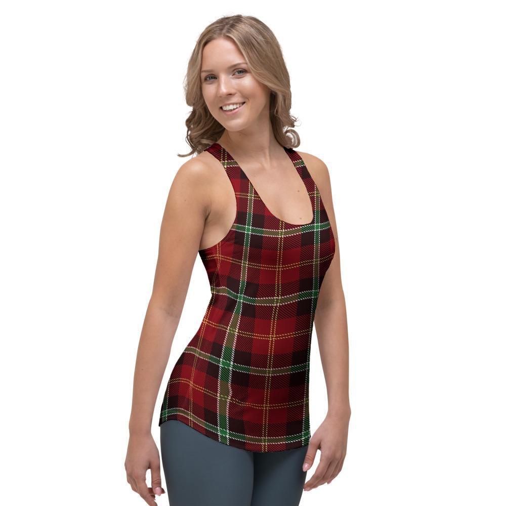 Royal Stewart Red Plaid Tartan Women's Racerback Tank Top-grizzshop