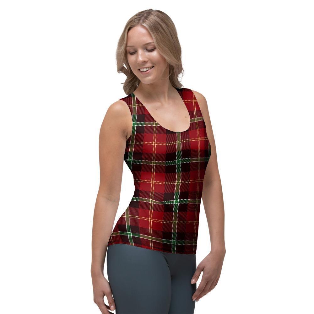 Royal Stewart Red Plaid Tartan Women's Tank Top-grizzshop