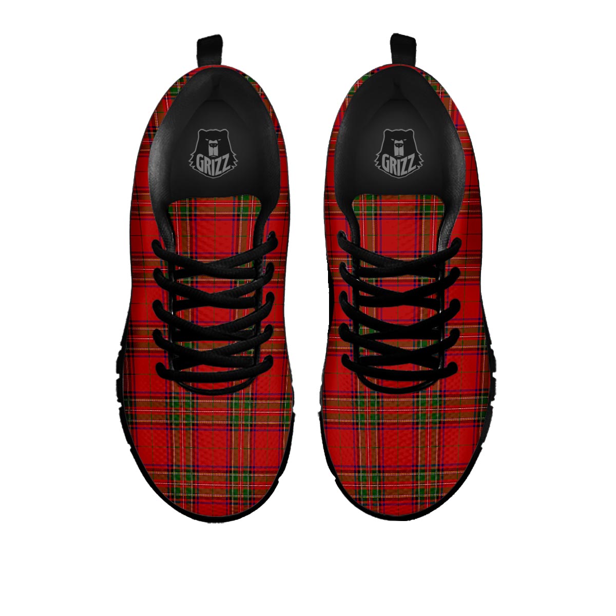 Royal Stewart Tartan Print Pattern Black Sneaker-grizzshop