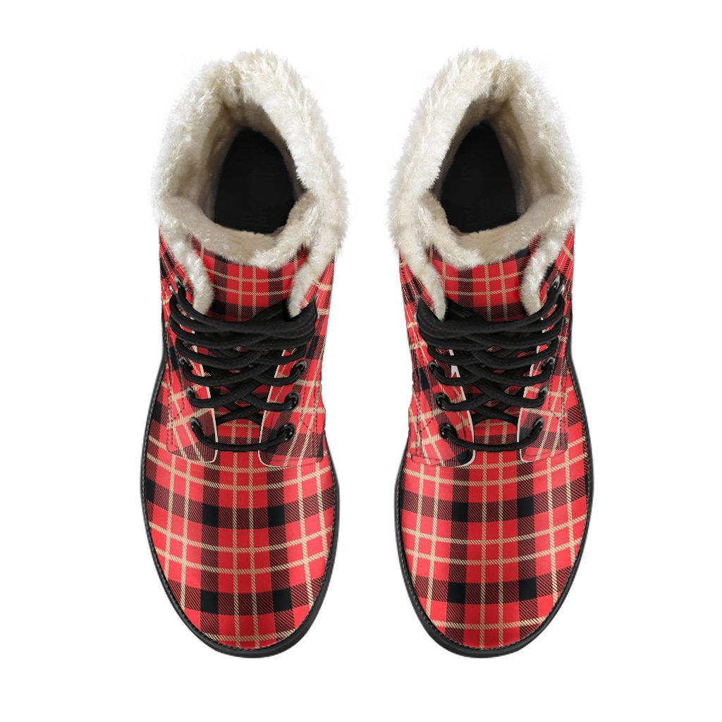 Royal Stewart Tartan Red Plaid Scottish Comfy Winter Boots-grizzshop