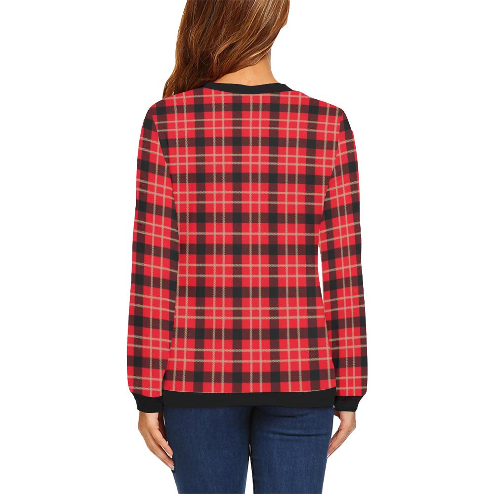 Royal Stewart Tartan Red Plaid Scottish Women Crewneck Sweatshirt-grizzshop