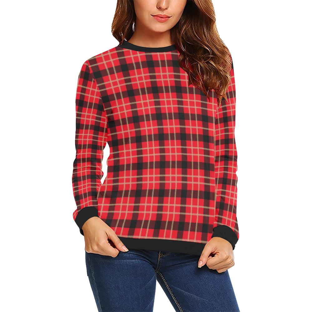 Royal Stewart Tartan Red Plaid Scottish Women Crewneck Sweatshirt-grizzshop