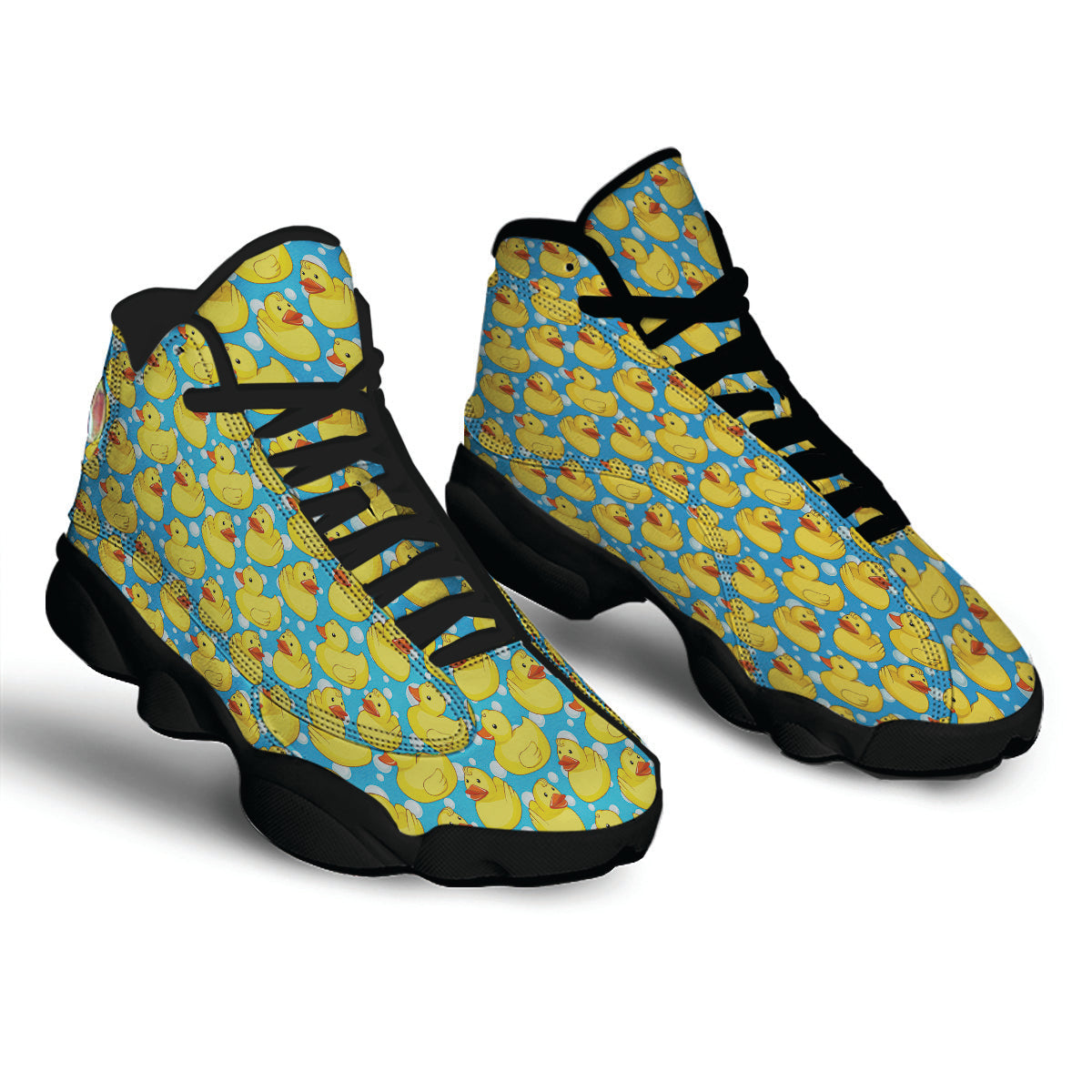 Rubber Duck In Water Print Pattern Black Basketball Shoes-grizzshop