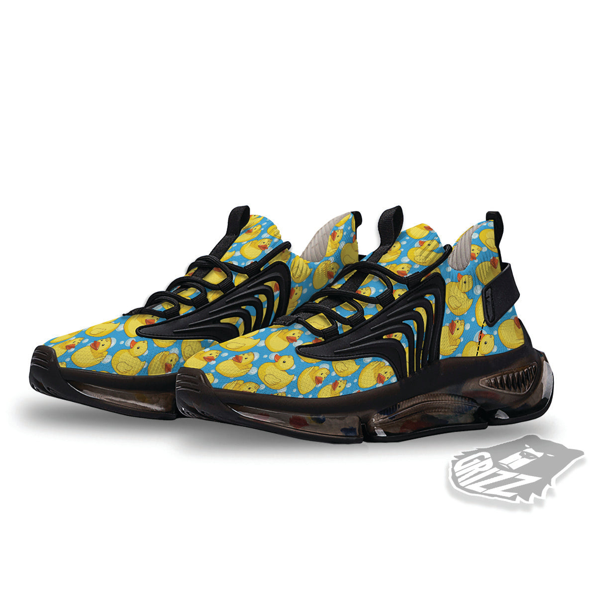 Rubber Duck In Water Print Pattern Black Gym Shoes-grizzshop