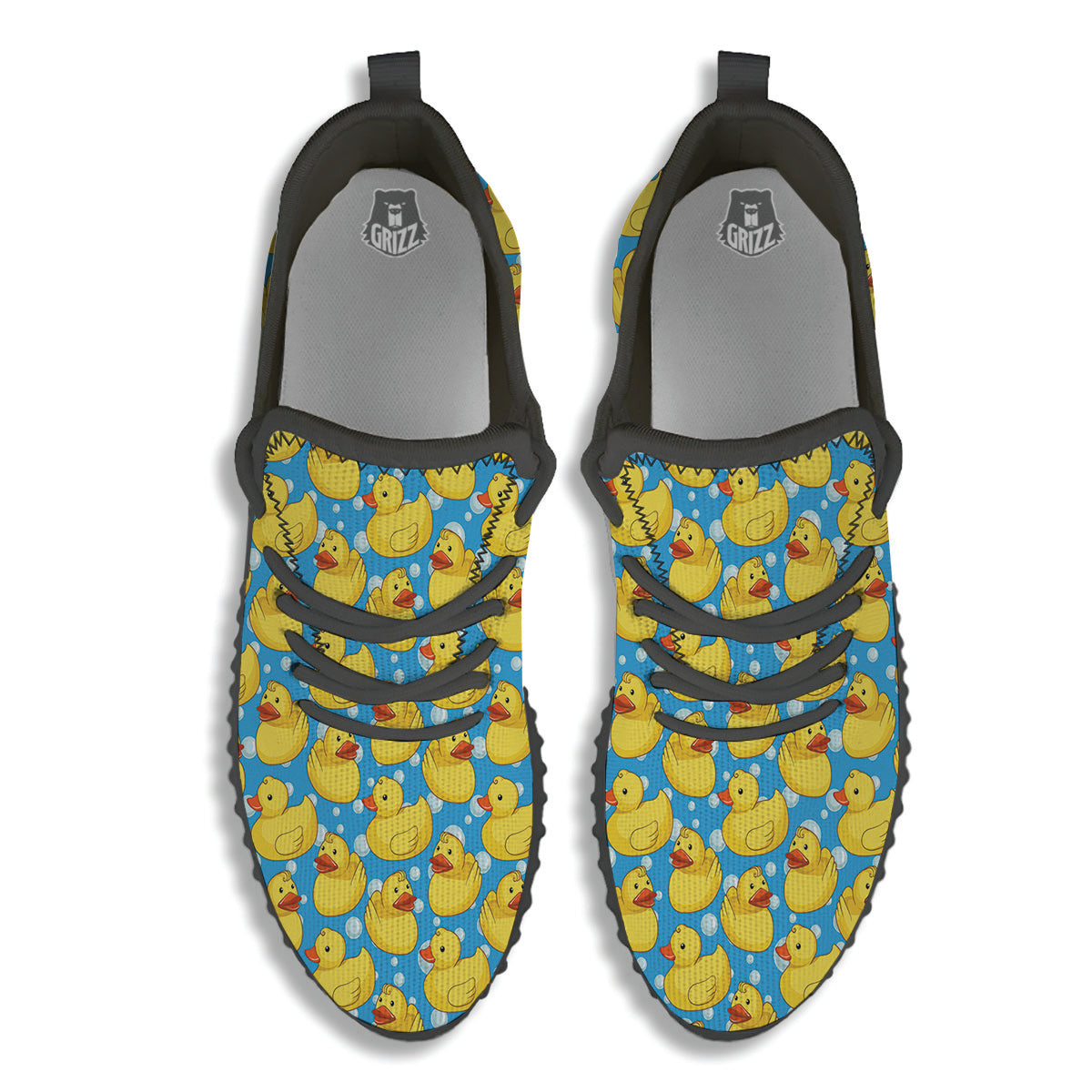 Rubber Duck In Water Print Pattern Black Walking Shoes-grizzshop