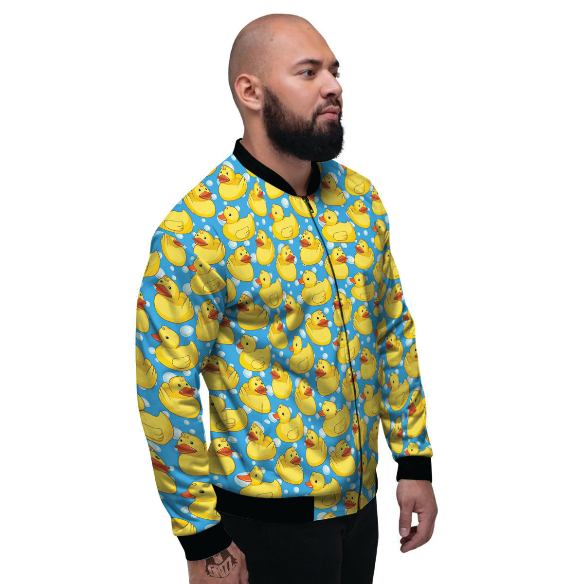 Rubber Duck In Water Print Pattern Men's Bomber Jacket