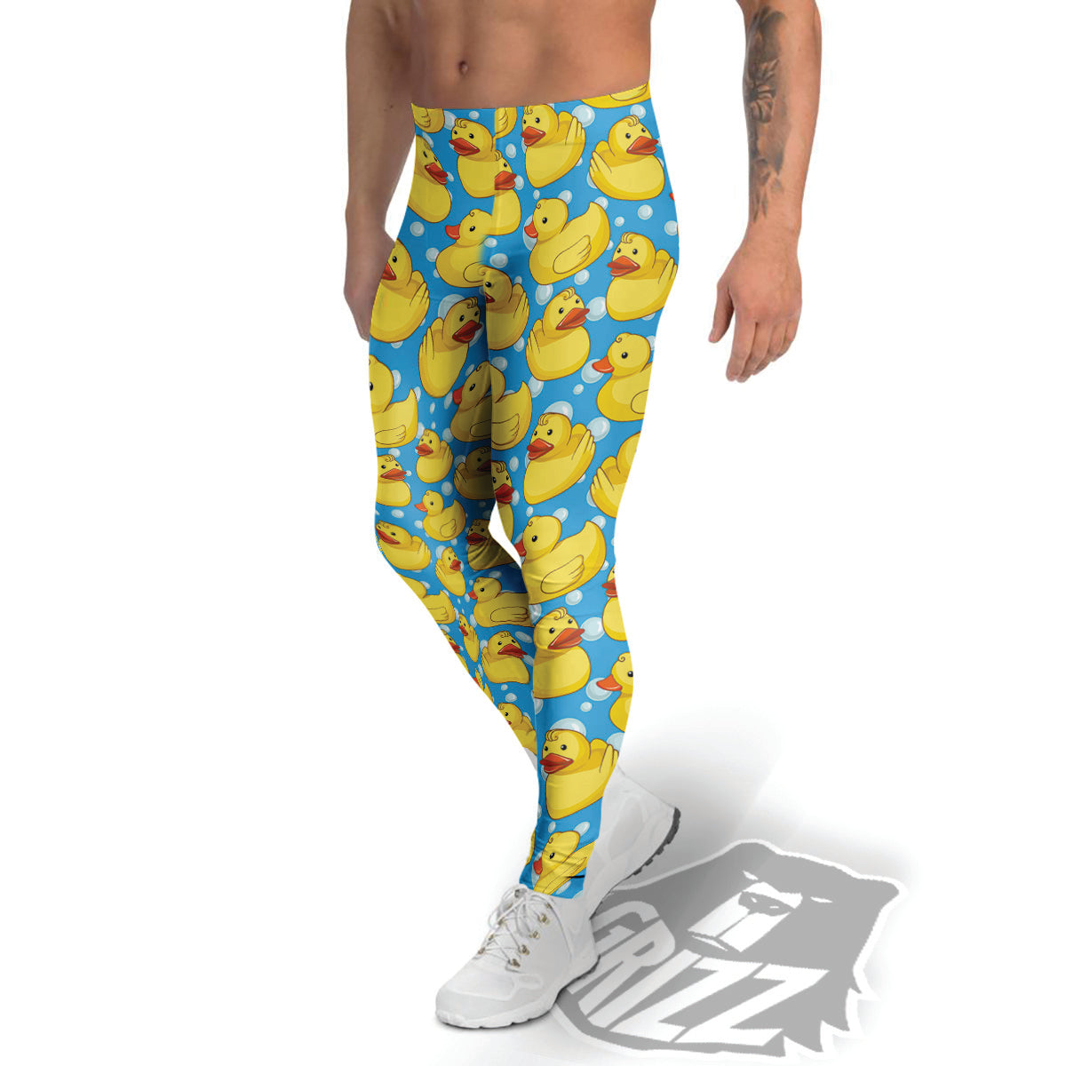 Rubber Duck In Water Print Pattern Men's Leggings-grizzshop