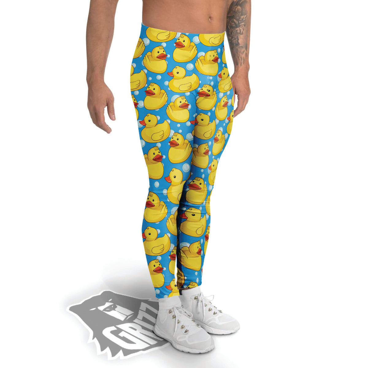 Rubber Duck In Water Print Pattern Men's Leggings-grizzshop