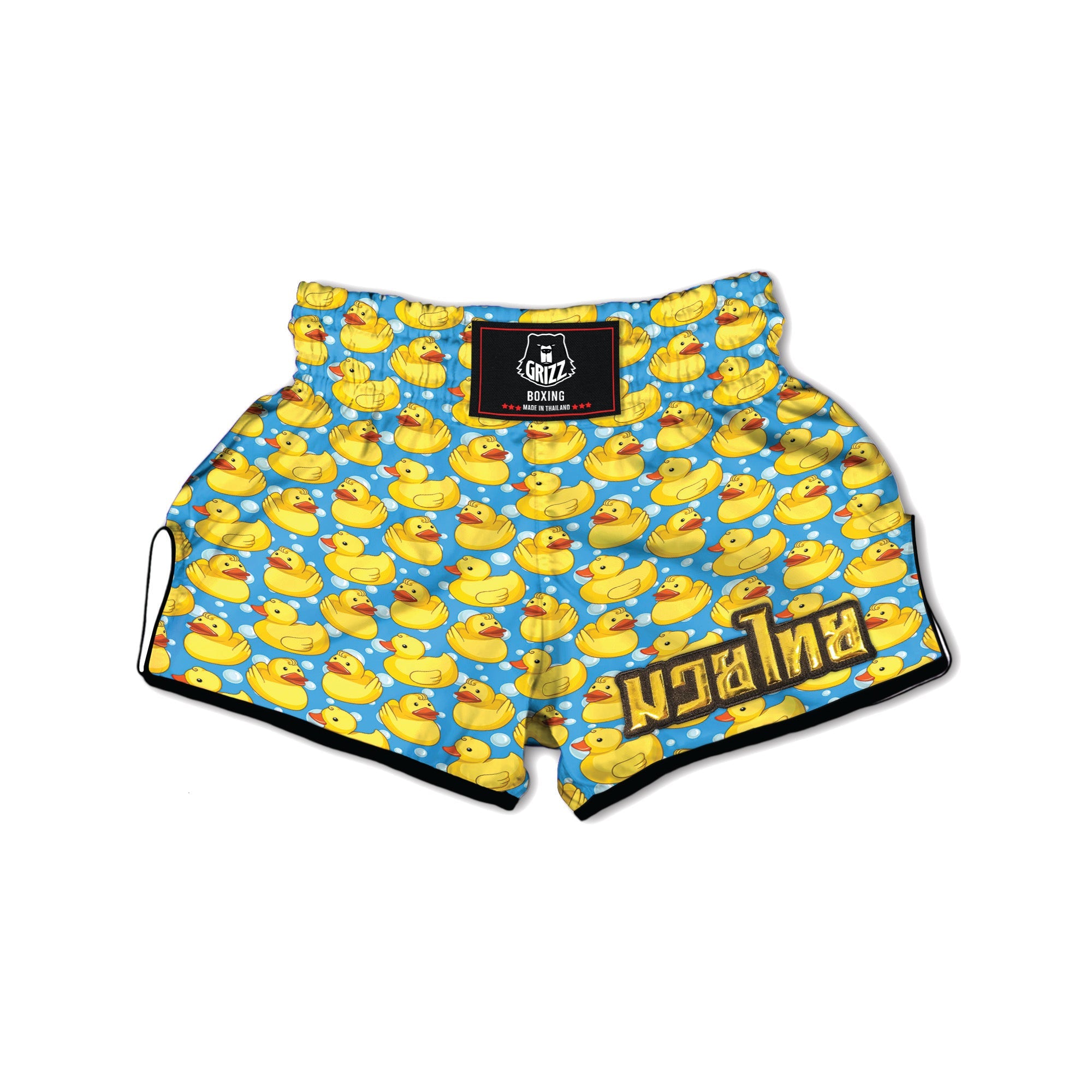 Rubber Duck In Water Print Pattern Muay Thai Boxing Shorts-grizzshop