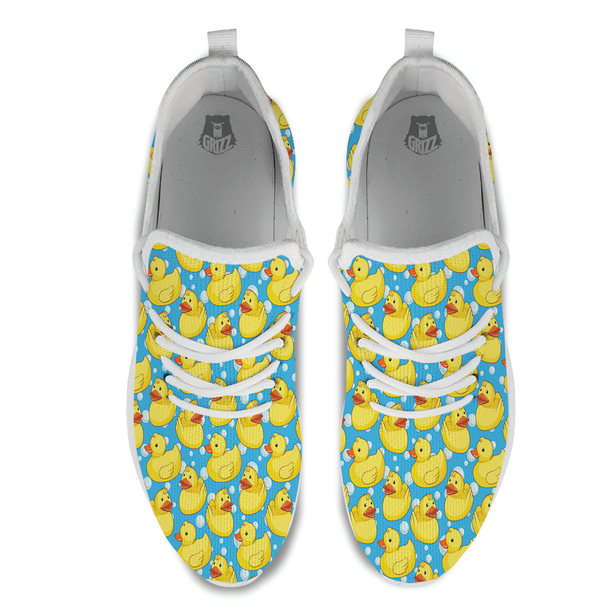 Rubber Duck In Water Print Pattern White Athletic Shoes-grizzshop