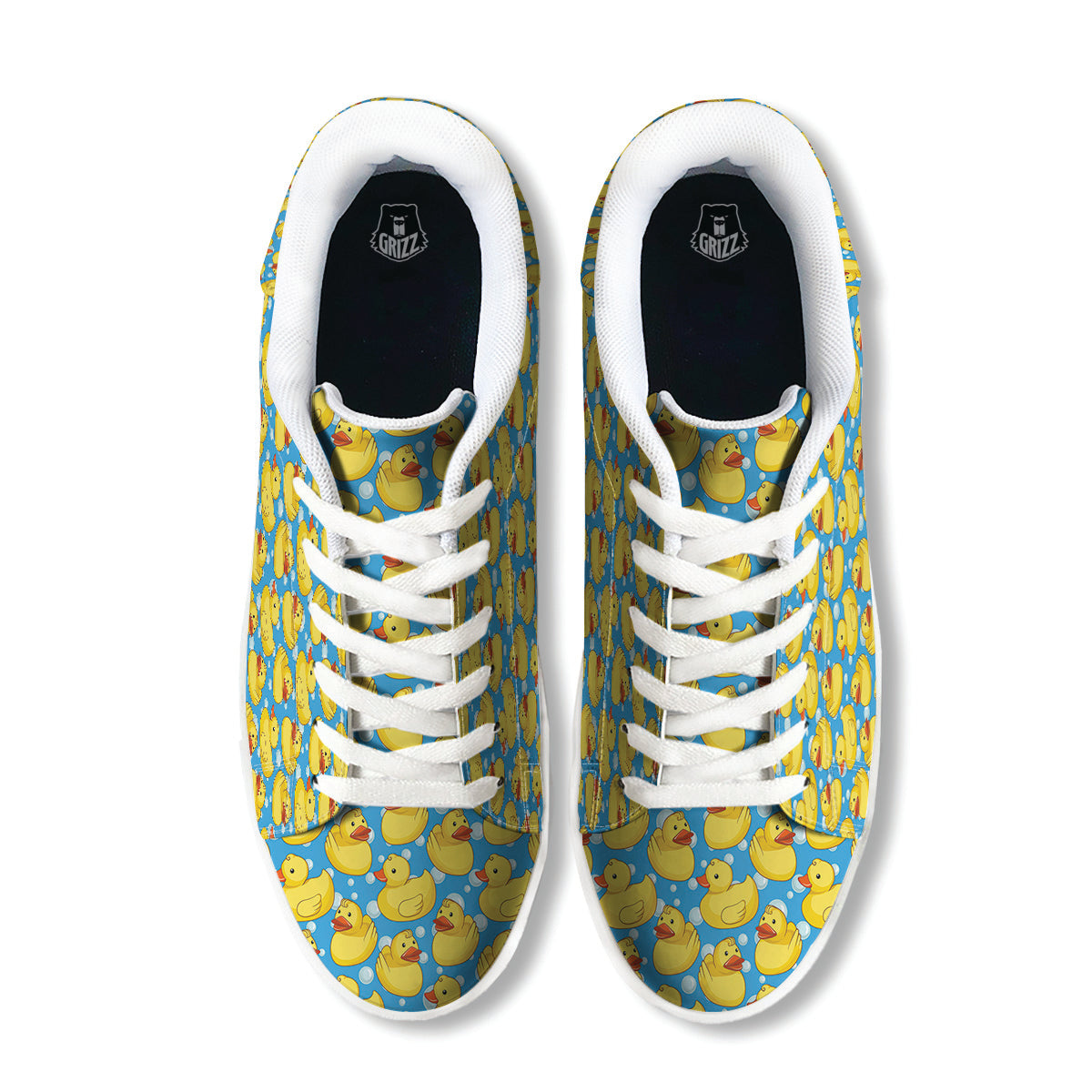 Rubber Duck In Water Print Pattern White Low Top Sneakers-grizzshop