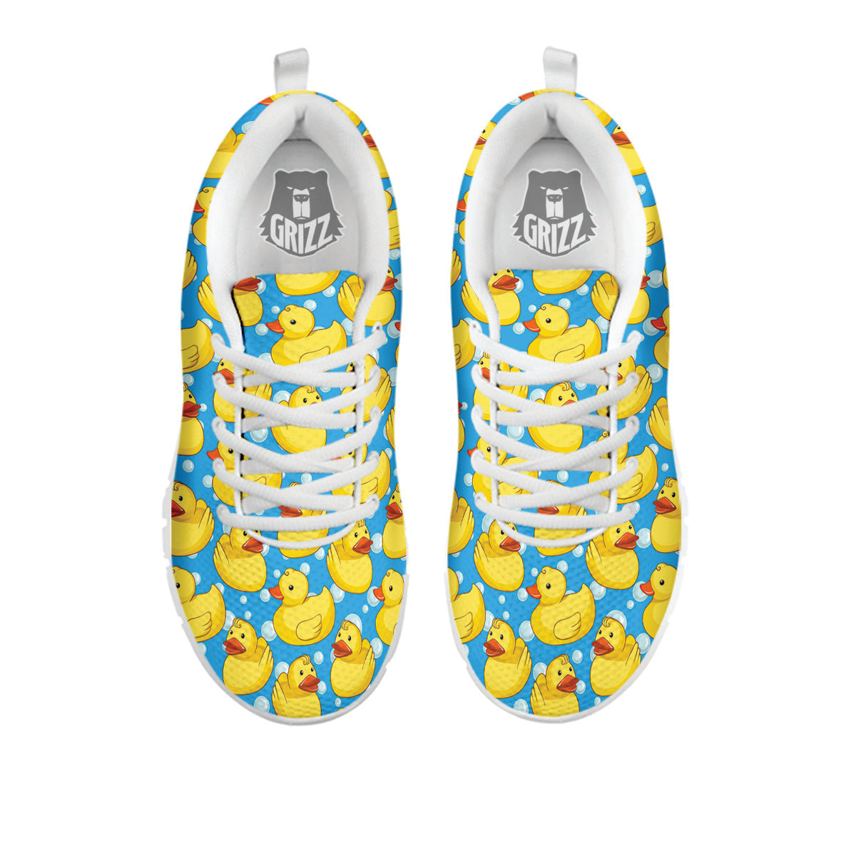Rubber Duck In Water Print Pattern White Sneaker-grizzshop