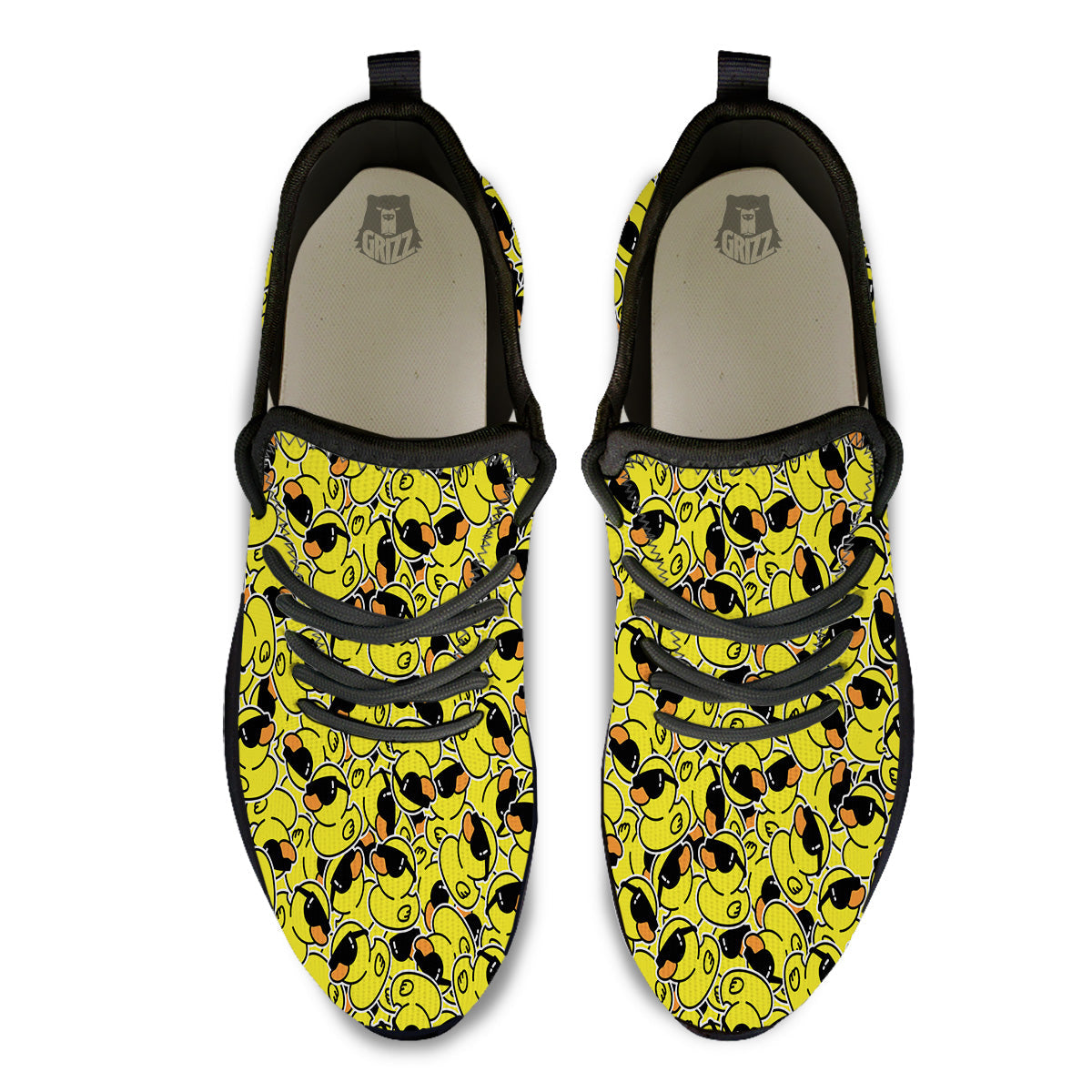 Rubber Duck Mafia Print Pattern Black Athletic Shoes-grizzshop