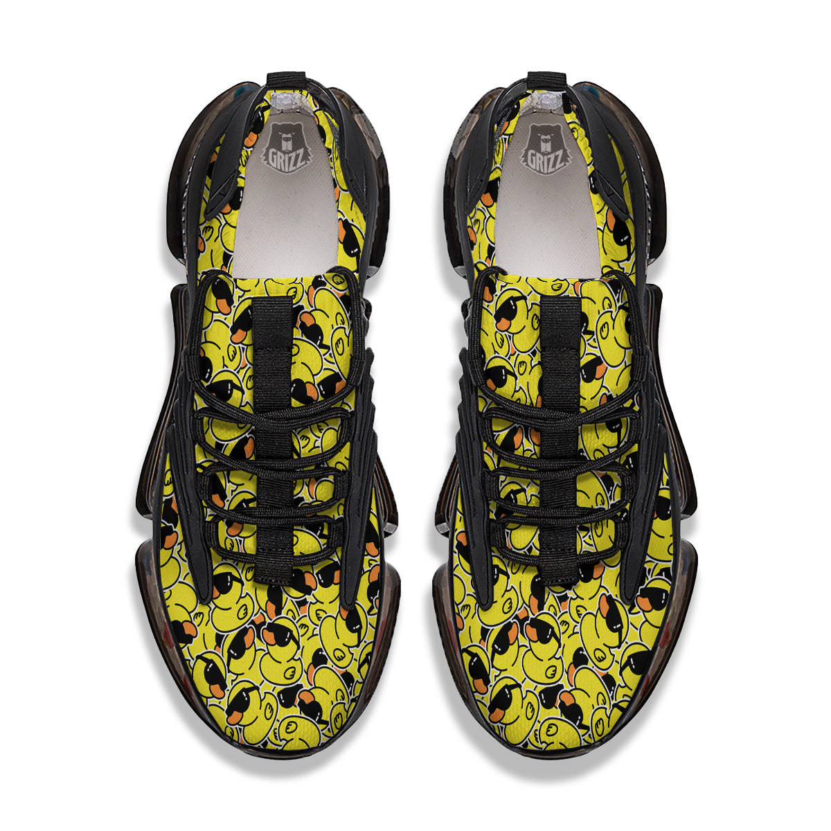 Rubber Duck Mafia Print Pattern Black Gym Shoes-grizzshop