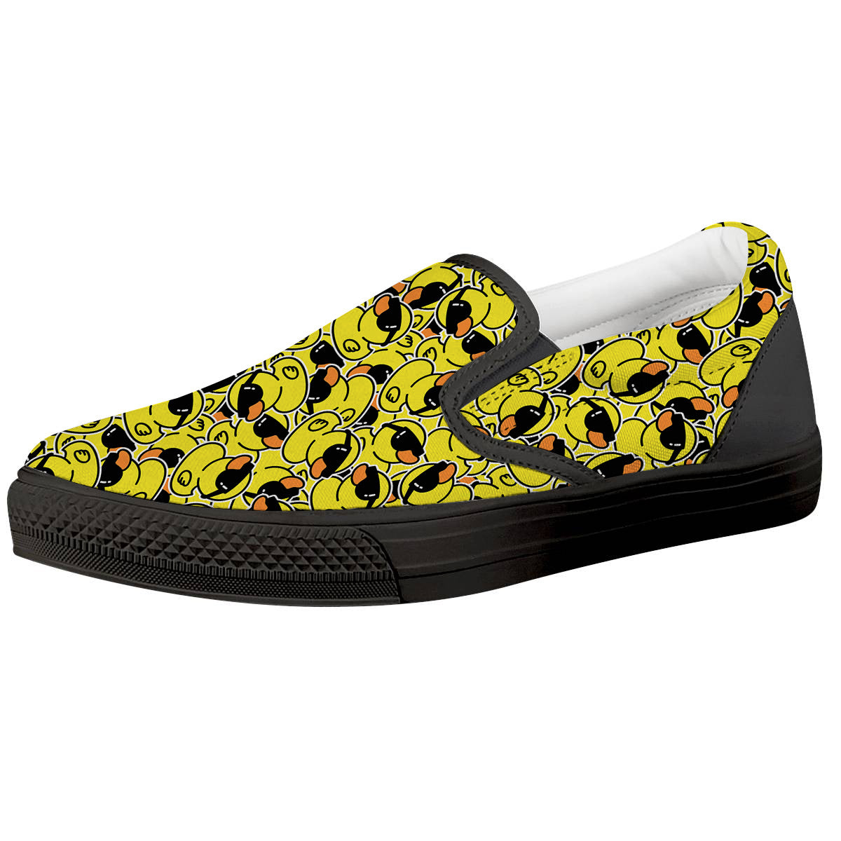 Rubber Duck Mafia Print Pattern Black Slip On Shoes-grizzshop