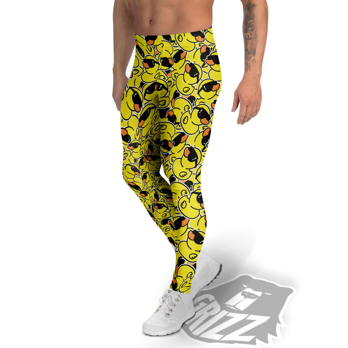 Rubber Duck Mafia Print Pattern Men's Leggings-grizzshop