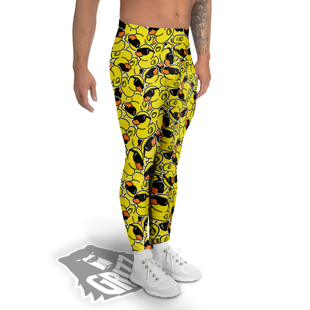 Rubber Duck Mafia Print Pattern Men's Leggings-grizzshop