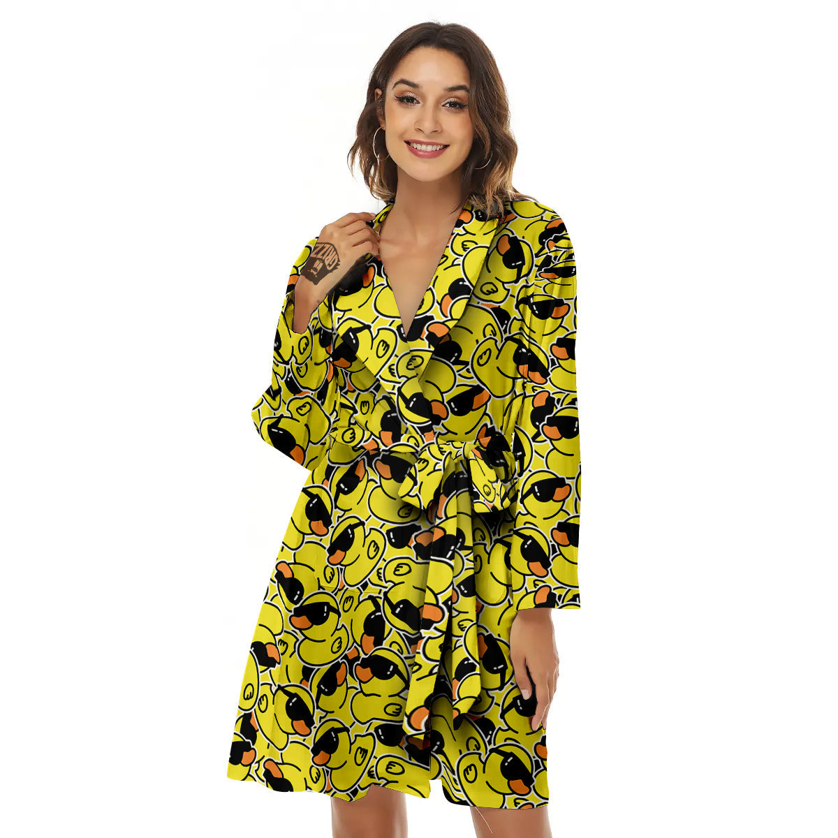 Rubber Duck Mafia Print Pattern Women's Robe-grizzshop