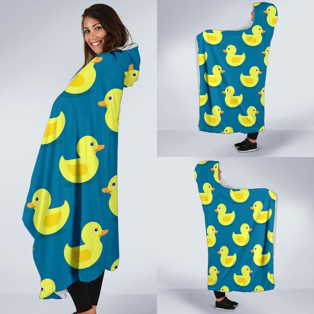 Rubber Duck Pattern Print Hooded Blanket-grizzshop