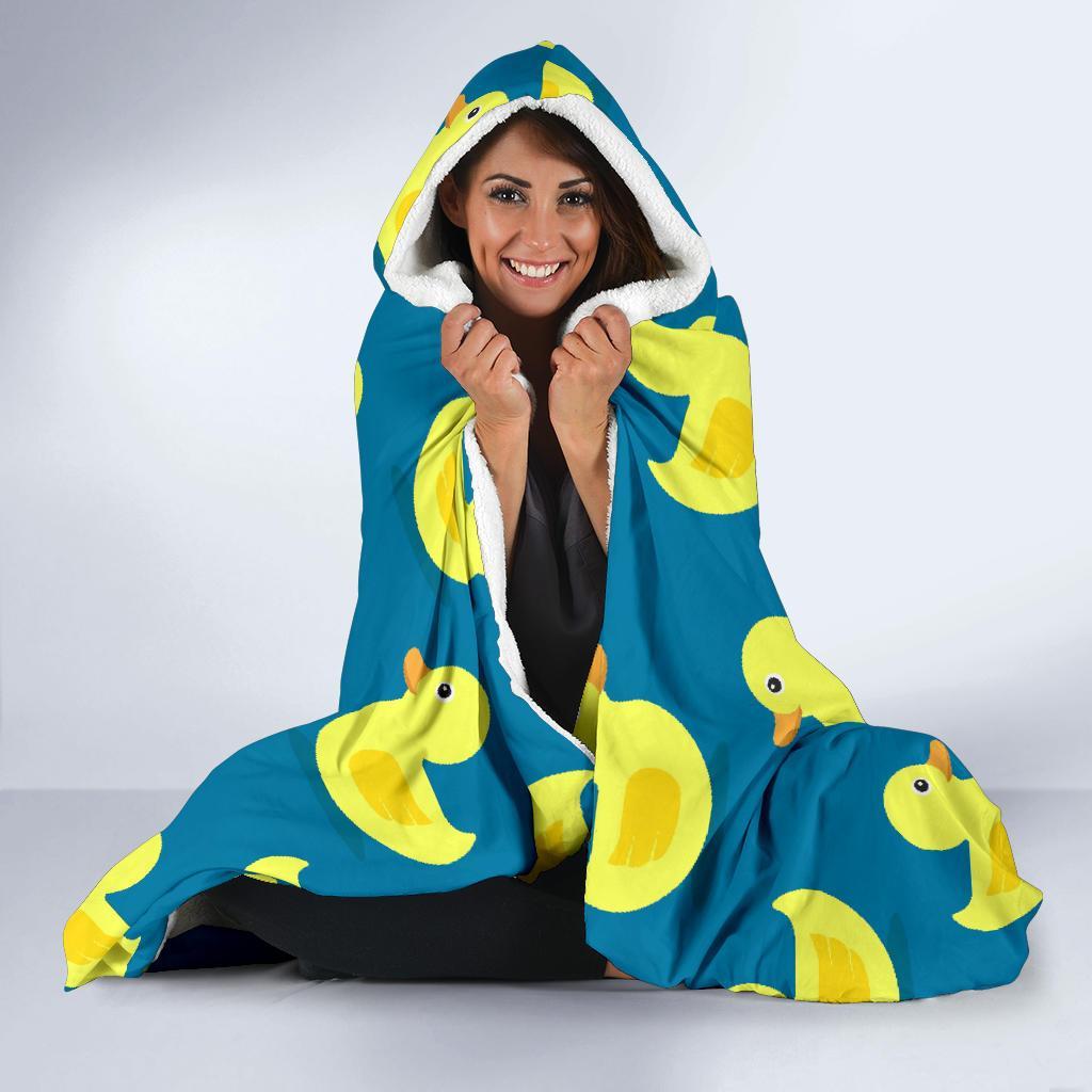 Rubber Duck Pattern Print Hooded Blanket-grizzshop