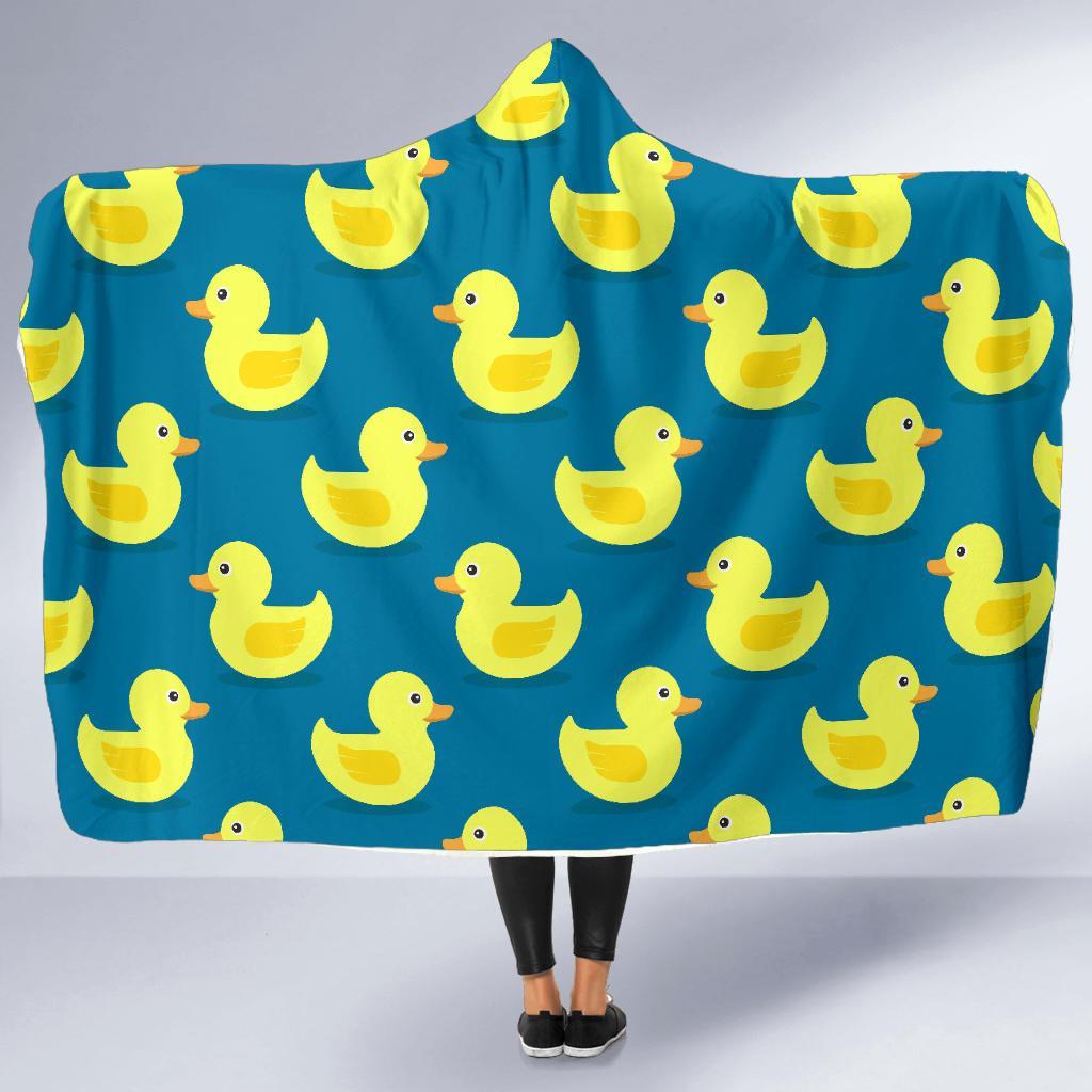 Rubber Duck Pattern Print Hooded Blanket-grizzshop