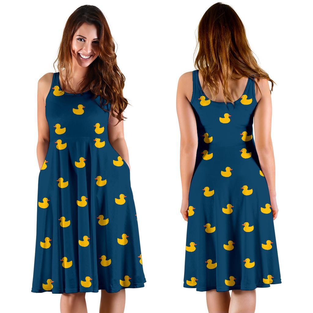 Rubber Duck Polka Dot Pattern Print Dress-grizzshop