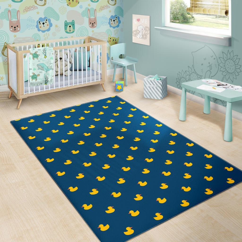 Rubber Duck Polka Dot Pattern Print Floor Mat-grizzshop