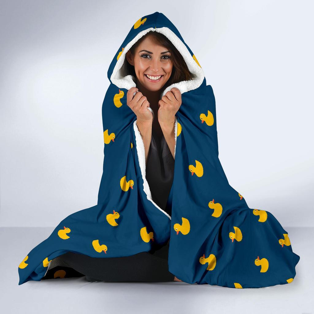 Rubber Duck Polka Dot Pattern Print Hooded Blanket-grizzshop