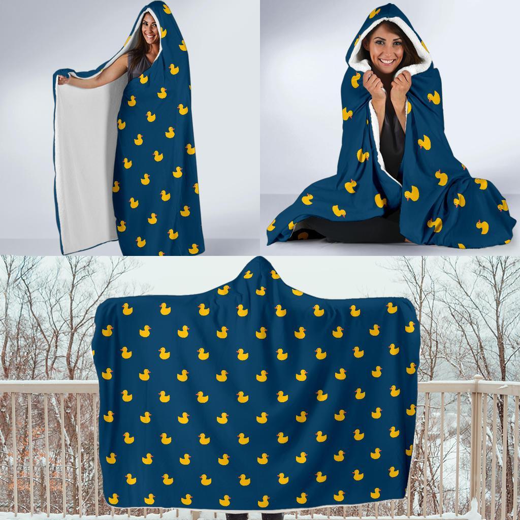 Rubber Duck Polka Dot Pattern Print Hooded Blanket-grizzshop