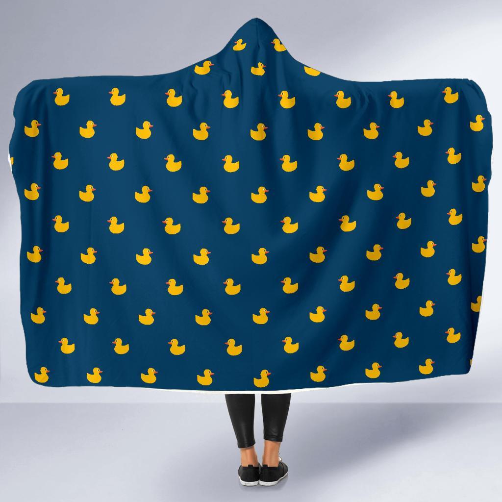 Rubber Duck Polka Dot Pattern Print Hooded Blanket-grizzshop